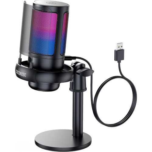 USB Condenser Microphone Kit for Podcasts, Videos, and Streaming with RGB Indicator and Compatibility | TekChoice Electronics