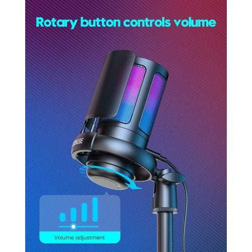 USB Condenser Microphone Kit for Podcasts, Videos, and Streaming with RGB Indicator and Compatibility | TekChoice Electronics