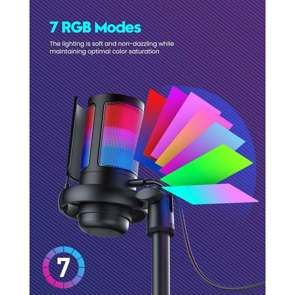 USB Condenser Microphone Kit for Podcasts, Videos, and Streaming with RGB Indicator and Compatibility | TekChoice Electronics