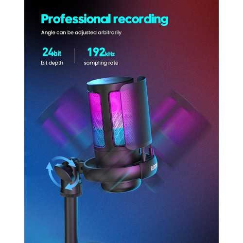 USB Condenser Microphone Kit for Podcasts, Videos, and Streaming with RGB Indicator and Compatibility | TekChoice Electronics