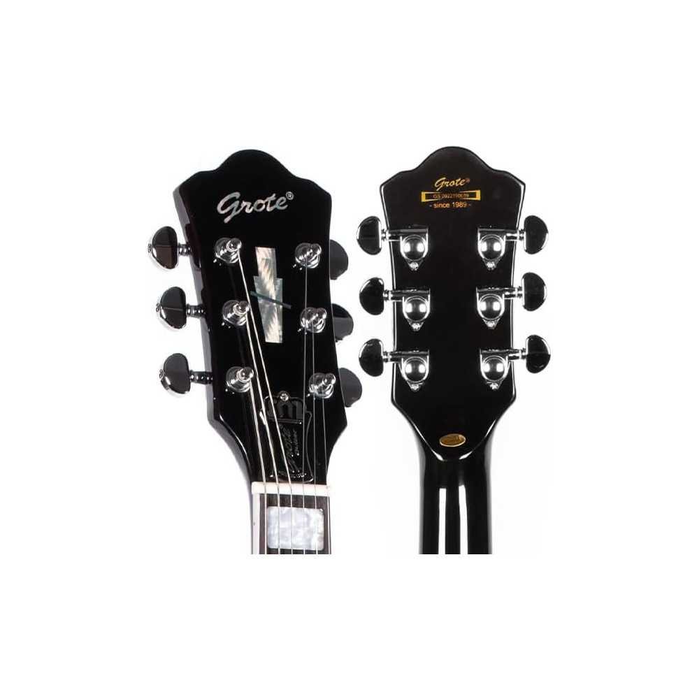 Electric Semi-Hollow Body Guitar featuring a Stylish Trapeze Tailpiece Bridge and a Protective Gig Bag | TekChoice Electronics