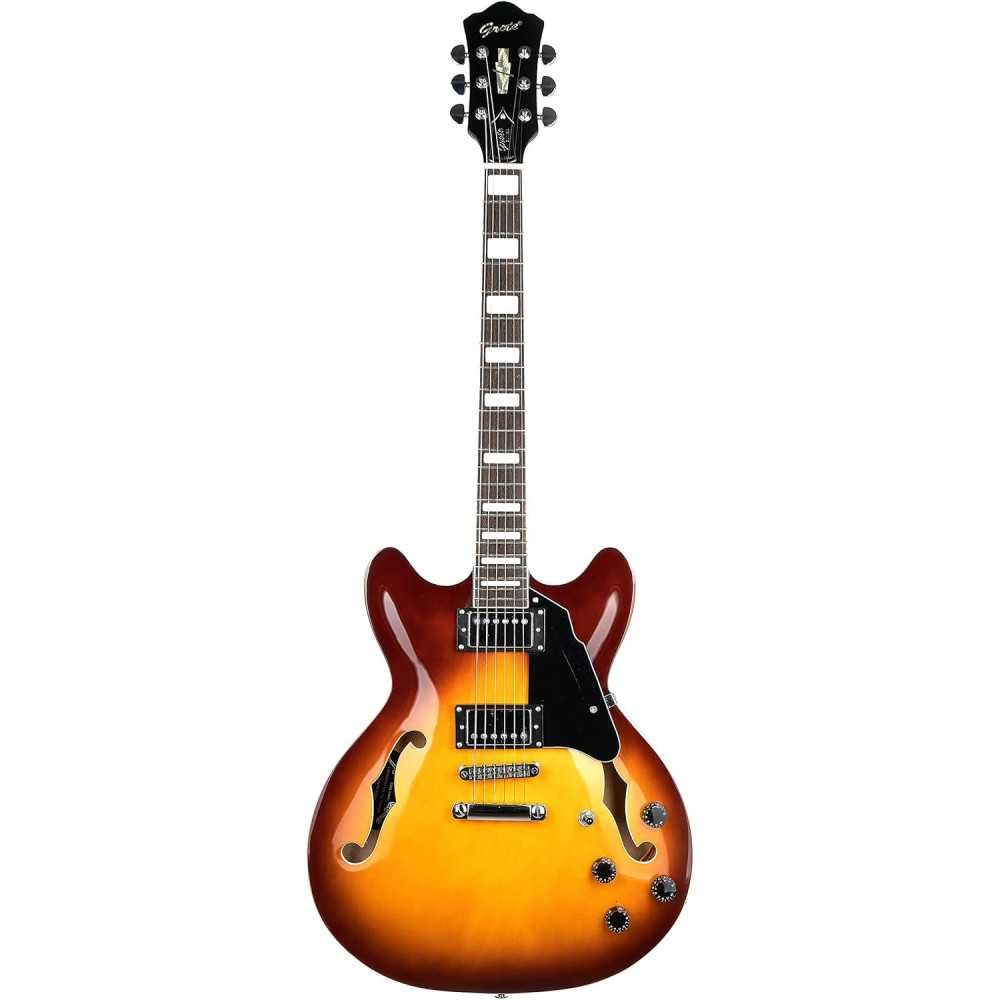 Full-Scale Semi-Hollow Body Electric Guitar with Stainless Steel Frets | TekChoice Electronics