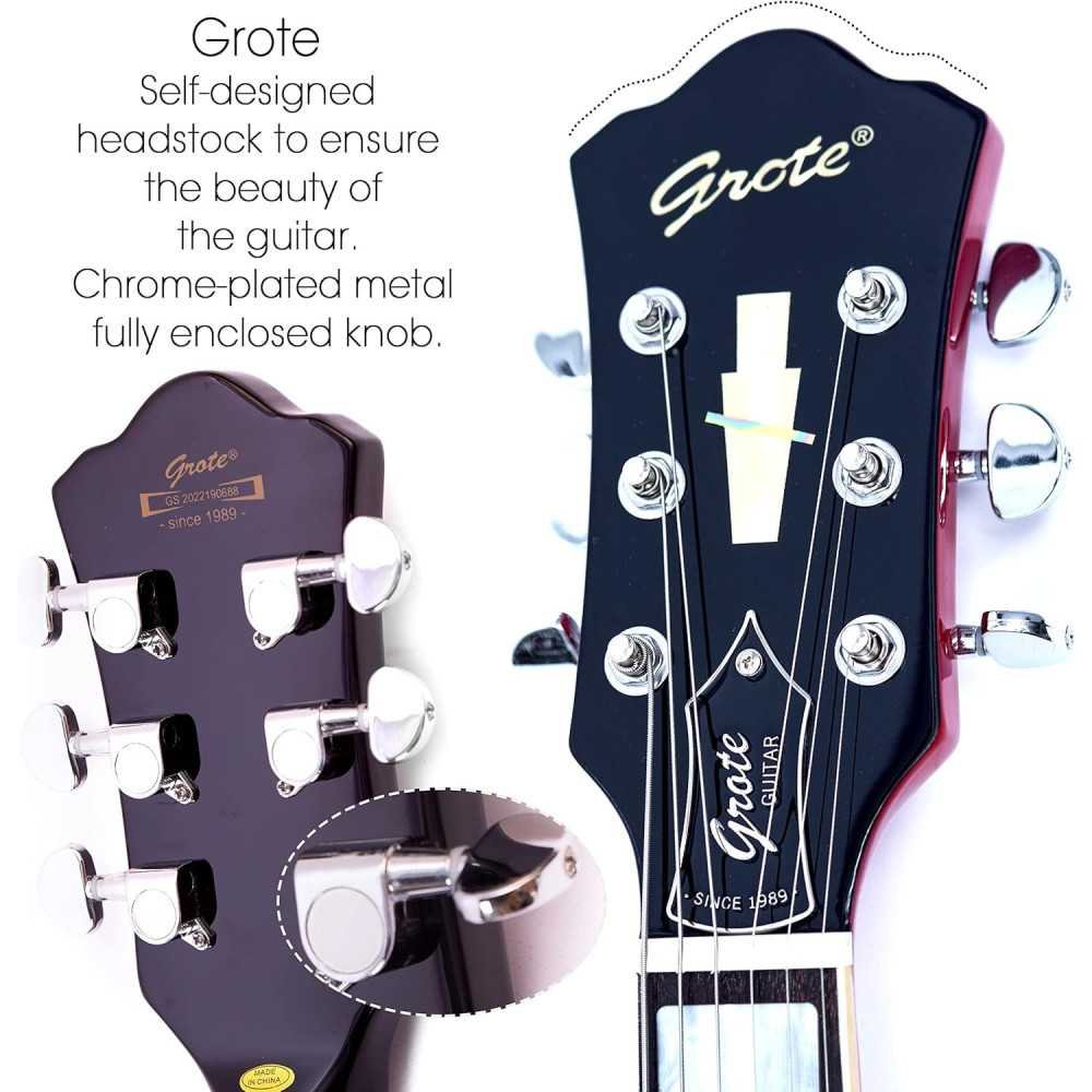 Full-Scale Semi-Hollow Body Electric Guitar with Stainless Steel Frets | TekChoice Electronics