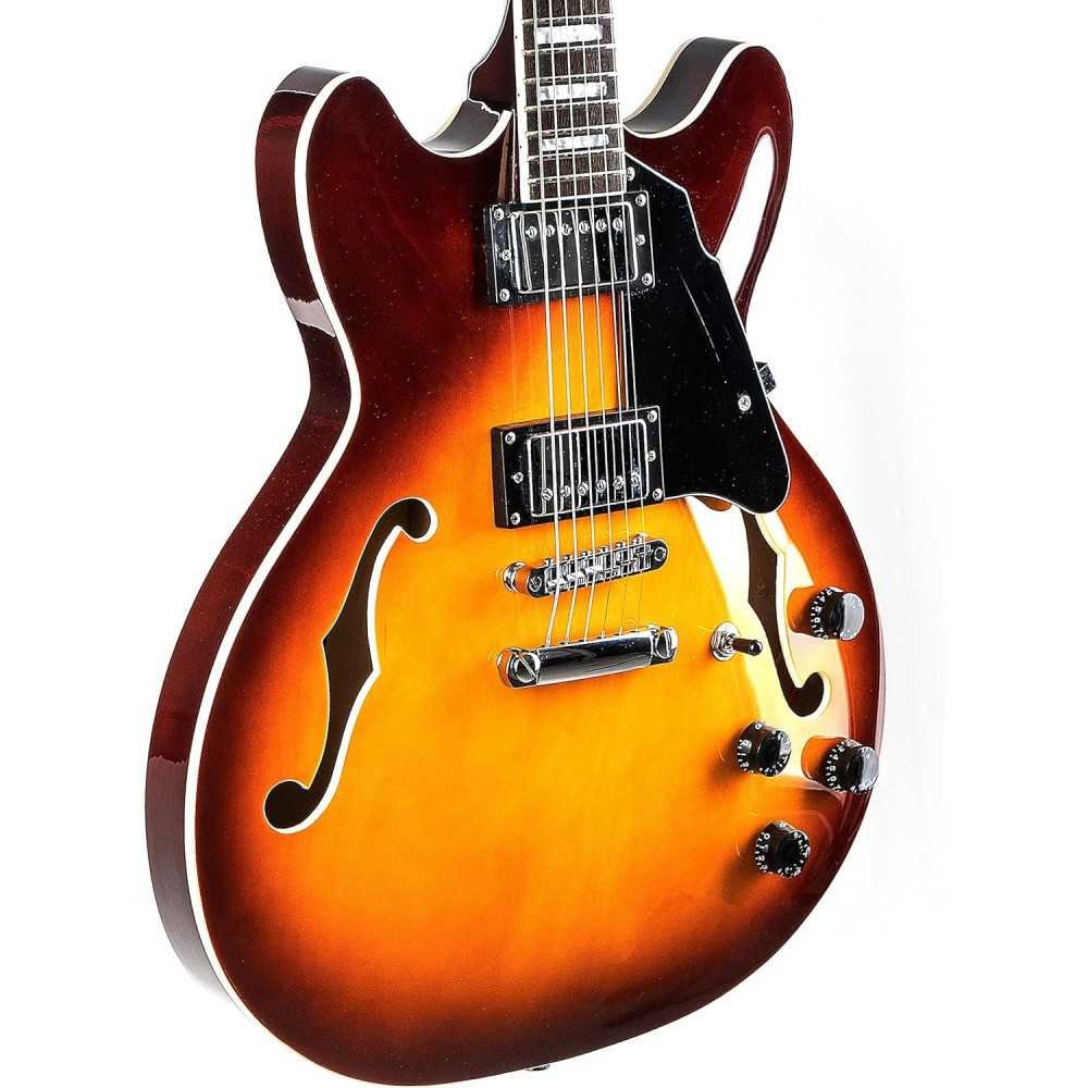 Full-Scale Semi-Hollow Body Electric Guitar with Stainless Steel Frets | TekChoice Electronics