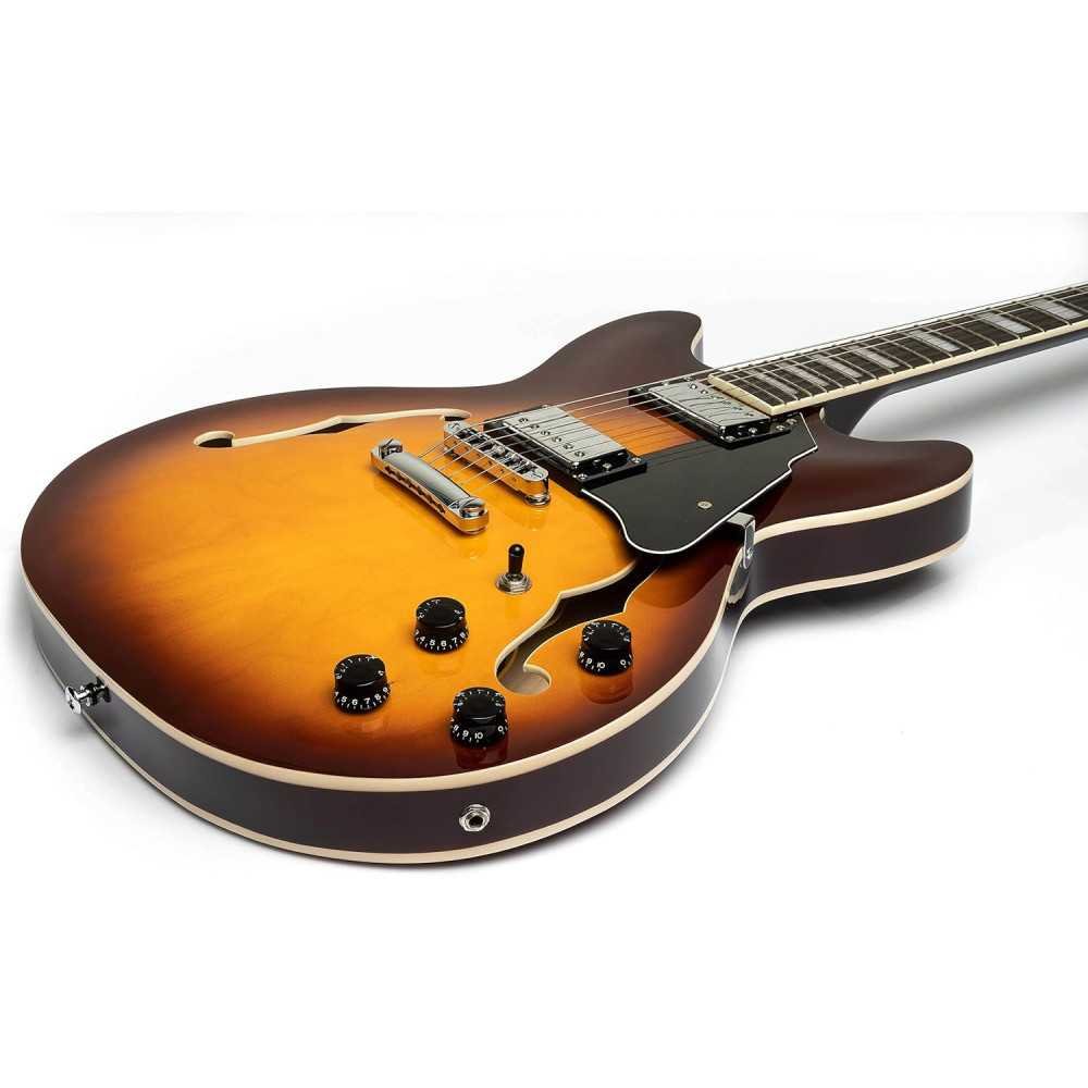 Full-Scale Semi-Hollow Body Electric Guitar with Stainless Steel Frets | TekChoice Electronics