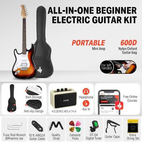 Left-Handed Electric Guitar Kit for Beginners with Online Lessons | TekChoice Electronics