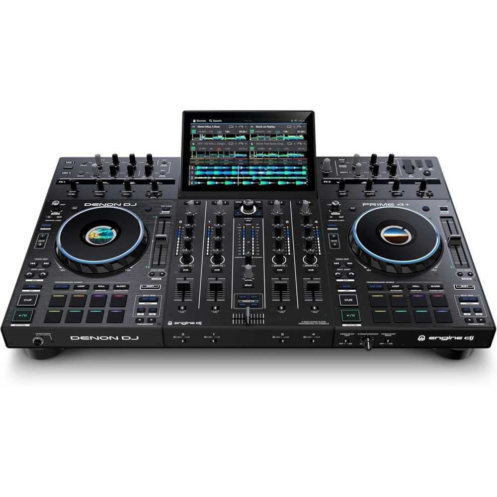 DJ PRIME 4+ Controller with Stem Separation on 4 Decks, Wi-Fi Streaming, Drop Sampler Mixer, 10.1 inch Touchscreen | TekChoice Electronics