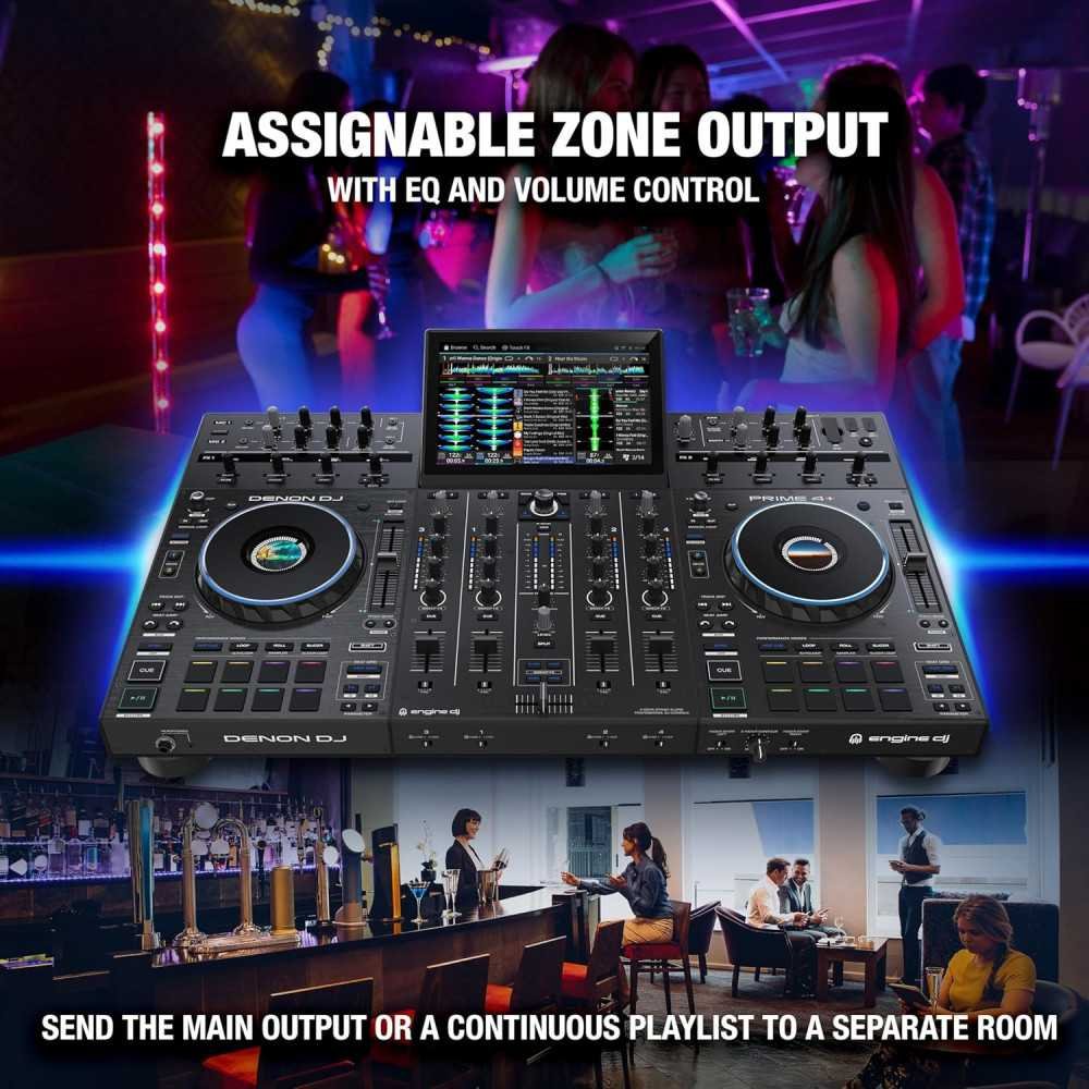 DJ PRIME 4+ Controller with Stem Separation on 4 Decks, Wi-Fi Streaming, Drop Sampler Mixer, 10.1 inch Touchscreen | TekChoice Electronics