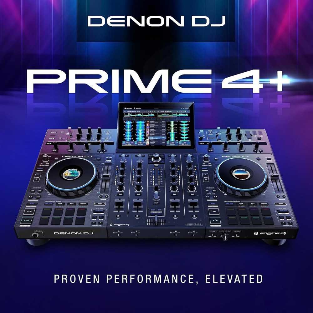 DJ PRIME 4+ Controller with Stem Separation on 4 Decks, Wi-Fi Streaming, Drop Sampler Mixer, 10.1 inch Touchscreen | TekChoice Electronics