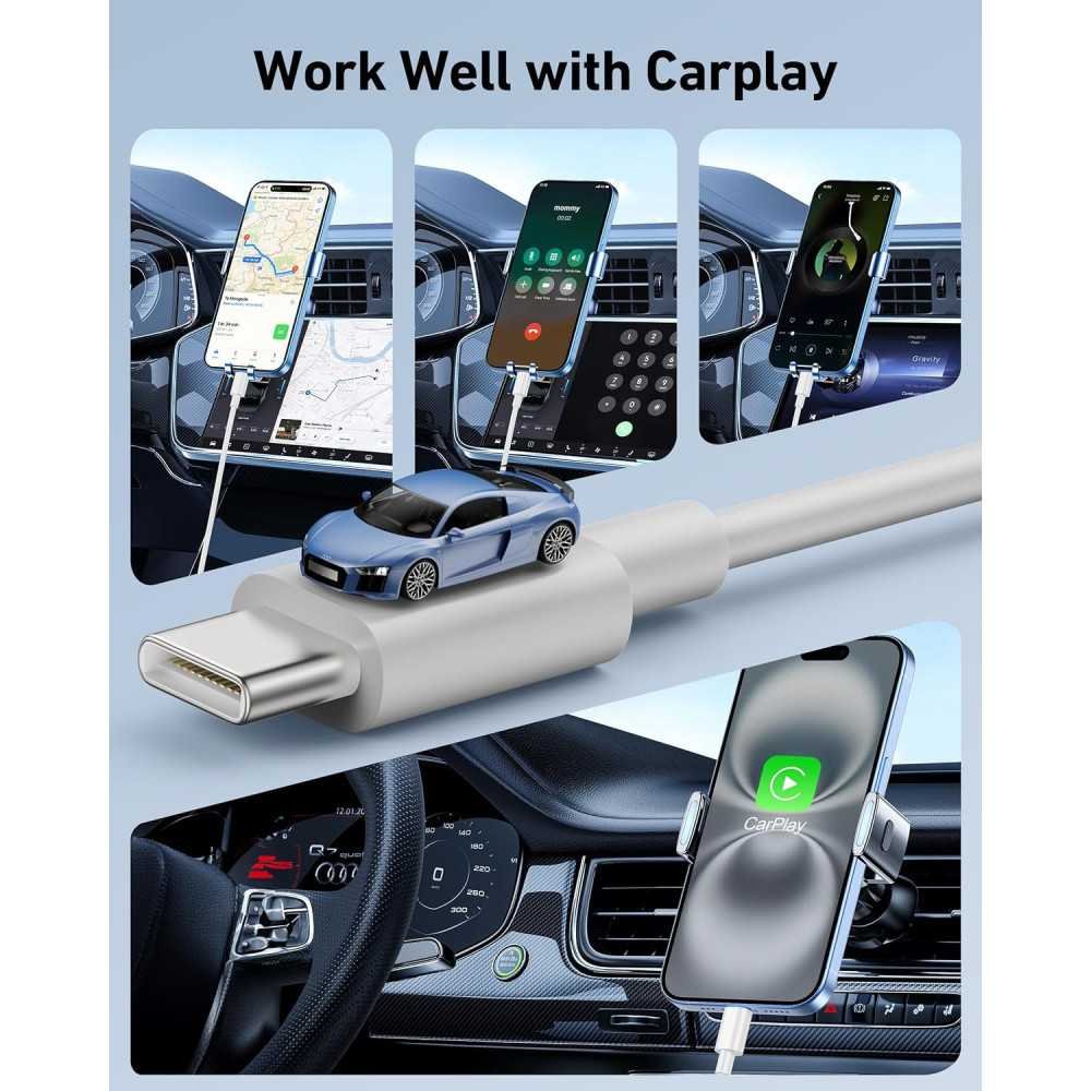 (2 Pack) USB-C Carplay Charger Cables for iPhone Devices 15 / 16 and More | TekChoice Electronics