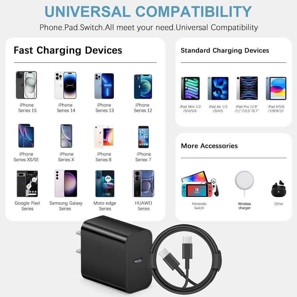 10 FT Fast USB C Chargers for iPhone 16 / 15 | TekChoice Electronics