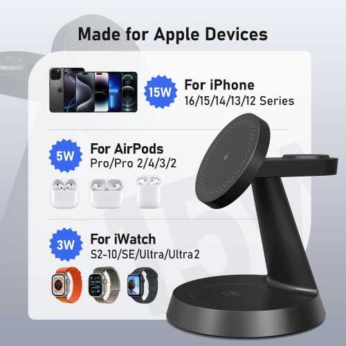 All-in-One Wireless Charging Station for iPhone, AirPods, and iWatch | TekChoice Electronics