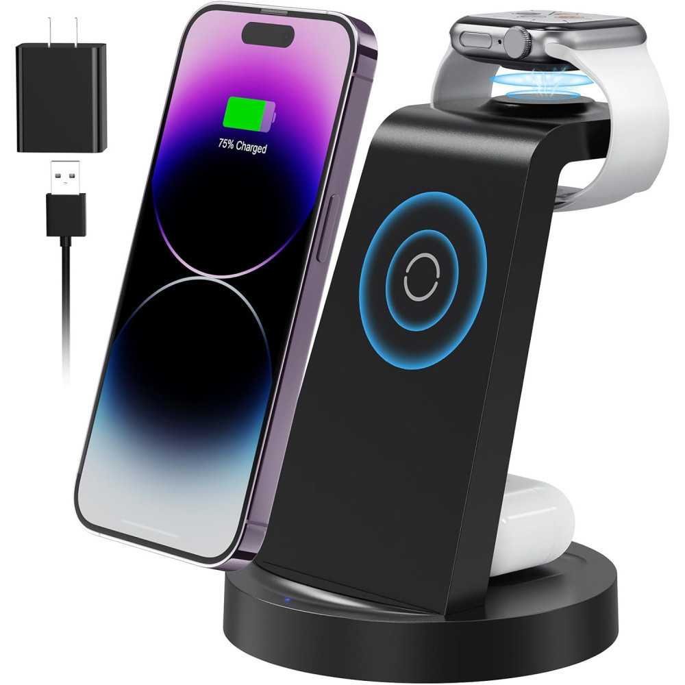 3 in 1 Charging Station for iPhone, Apple Watch, and AirPods with Wireless Charger | TekChoice Electronics