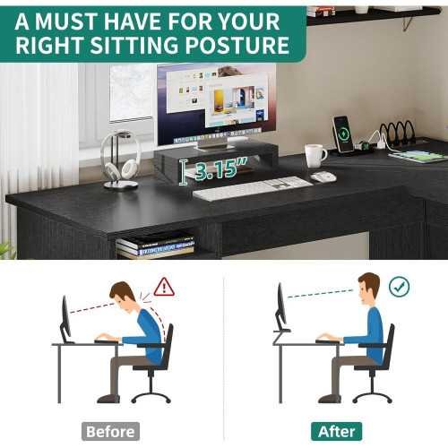 L-Shaped Desk with Power Outlets, File Drawer, and Storage | TekChoice Electronics