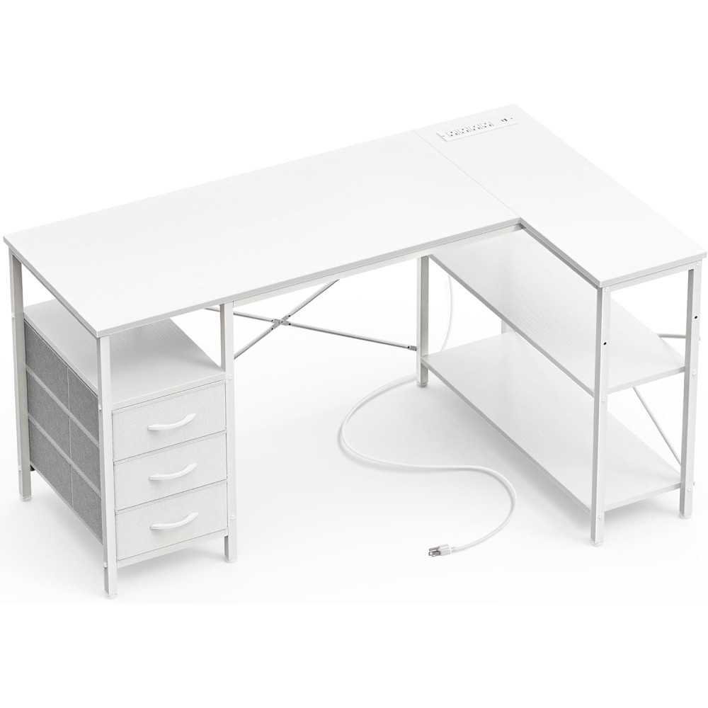 L-Shaped Desk with Power Outlets and Ample Storage for Home Office | TekChoice Electronics