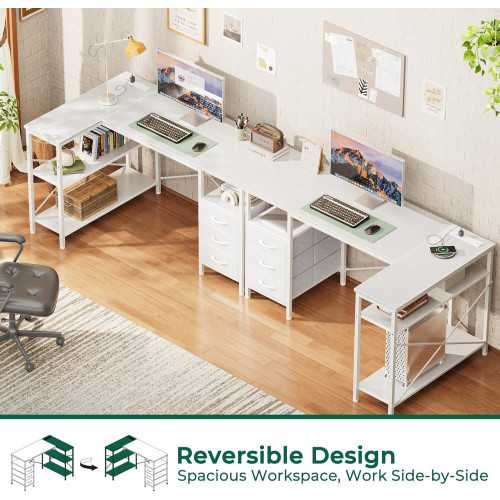 L-Shaped Desk with Power Outlets and Ample Storage for Home Office | TekChoice Electronics