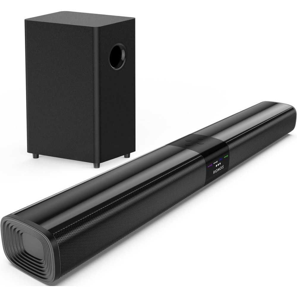 100W 24 Inch Sound Bar Featuring a 5.25 Inch Subwoofer and Multiple Connectivity Options | TekChoice Electronics 100W 24 Inch Sound Bar Featuring a 5.25 Inch Subwoofer and Multiple Connectivity Options | TekChoice Electronics