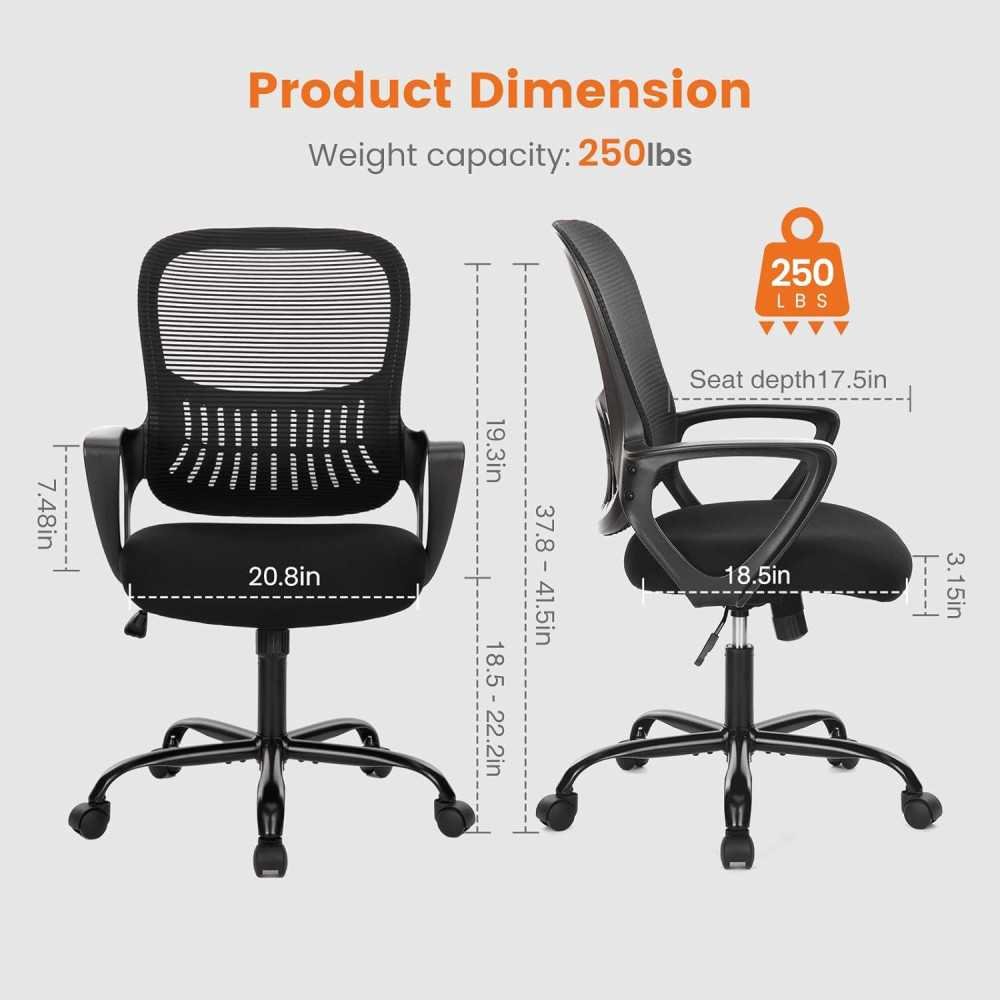 Ergonomic Mesh Chair with Lumbar Support and Swivel Functionality | TekChoice Electronics