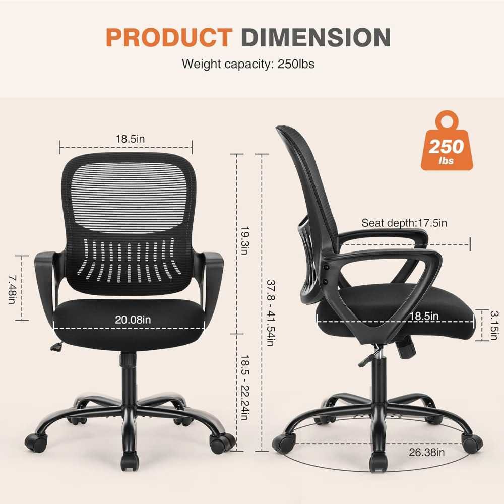 Ergonomic Mesh Chair with Lumbar Support and Swivel Functionality | TekChoice Electronics