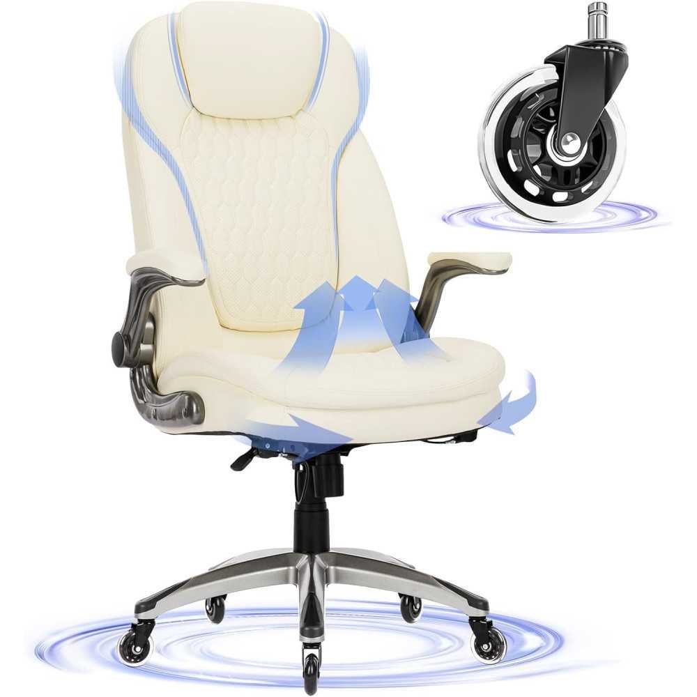 High Back Leather Office Chair with Ergonomic Design and Swivel Caster for Maximum Support | TekChoice Electronics