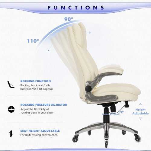 High Back Leather Office Chair with Ergonomic Design and Swivel Caster for Maximum Support | TekChoice Electronics