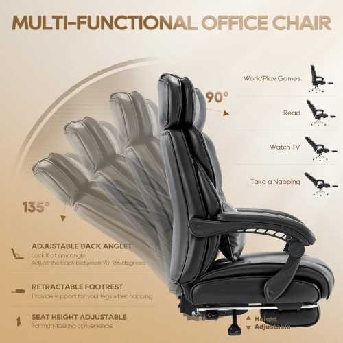 Executive Office Chair with Retractable Footrest and Lumbar Support | TekChoice Electronics