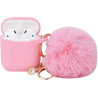 Cute Silicone Protective AirPods Case Cover w/ Pom Pom Keychain - Generation 1st/2nd