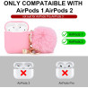 Cute Silicone Protective AirPods Case Cover w/ Pom Pom Keychain - Generation 1st/2nd