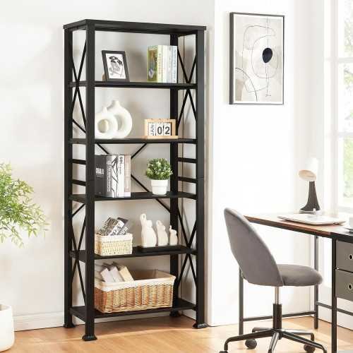 6 Tier Industrial Bookshelf for Organizing Your Living Room, Bedroom, and Home Office | TekChoice Electronics