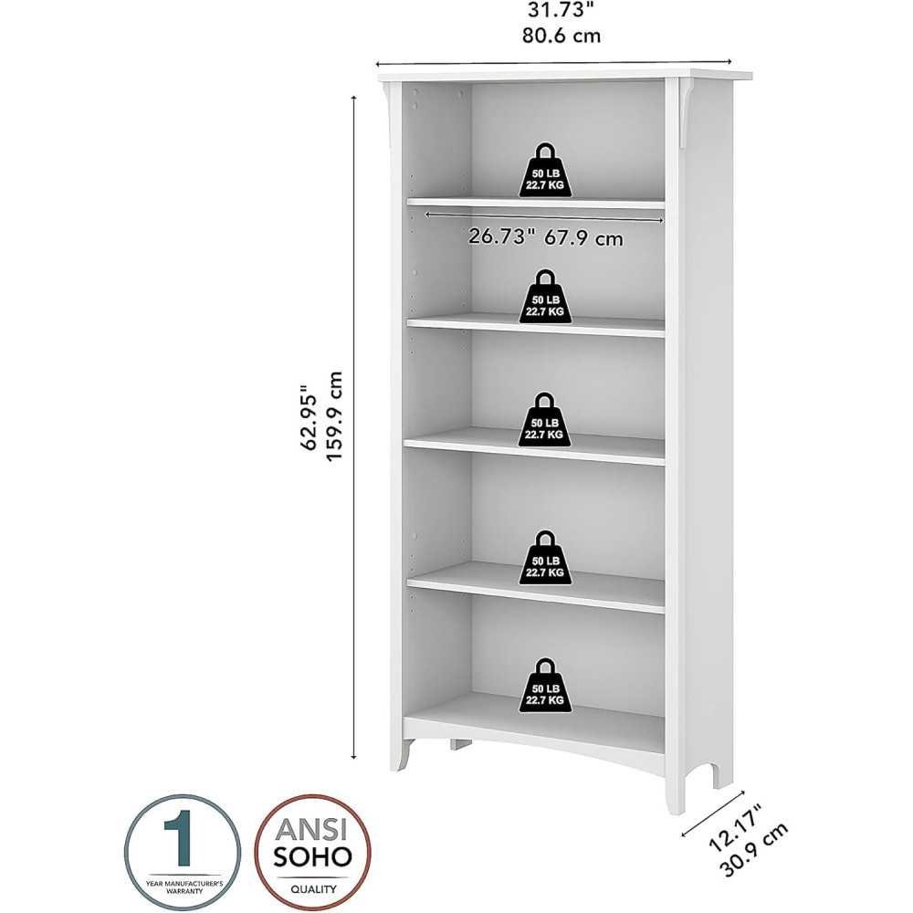 Furniture Salinas 5 Shelf Bookcase | TekChoice Electronics