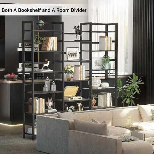 Bamboo Triple Wide Bookshelf with 17 Open Display Shelves | TekChoice Electronics