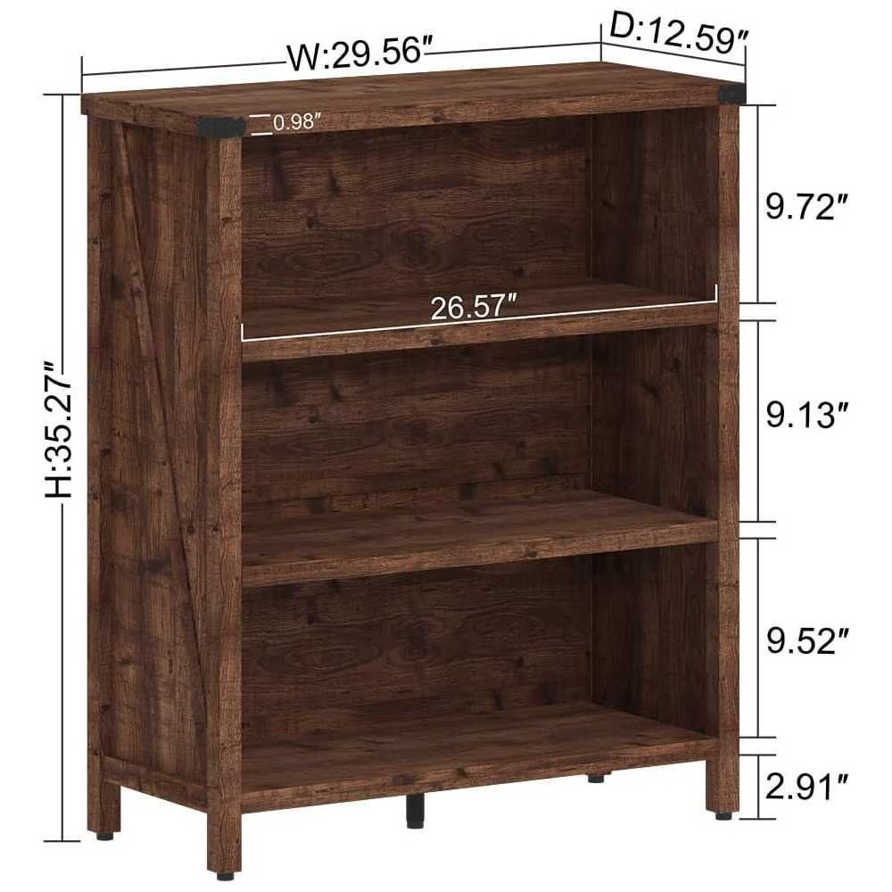 Farmhouse Wooden Bookcase for Home Office, Living Room, and Bedroom | TekChoice Electronics