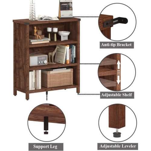 Farmhouse Wooden Bookcase for Home Office, Living Room, and Bedroom | TekChoice Electronics