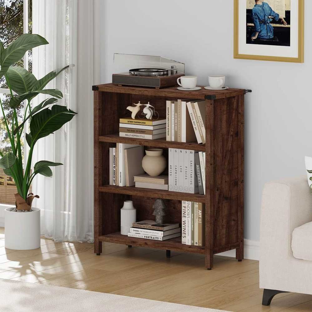 Farmhouse Wooden Bookcase for Home Office, Living Room, and Bedroom | TekChoice Electronics