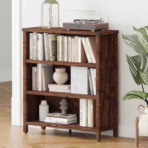 Farmhouse Wooden Bookcase for Home Office, Living Room, and Bedroom | TekChoice Electronics