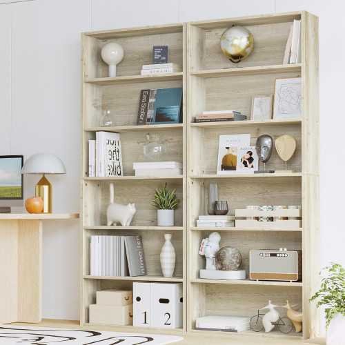 Set of 2 6-Tier Bookshelves - The Perfect Blend of Style and Storage for Every Room | TekChoice Electronics