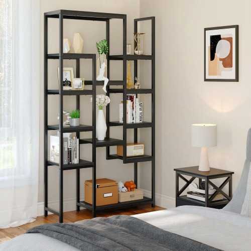 71 inch Tall Industrial Bookshelf with 12 Open Shelves | TekChoice Electronics