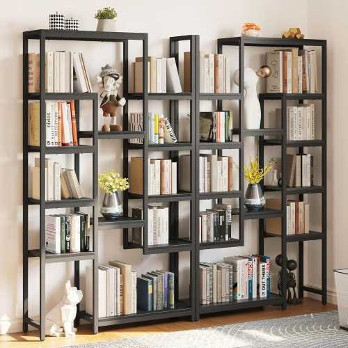 71 inch Tall Industrial Bookshelf with 12 Open Shelves | TekChoice Electronics