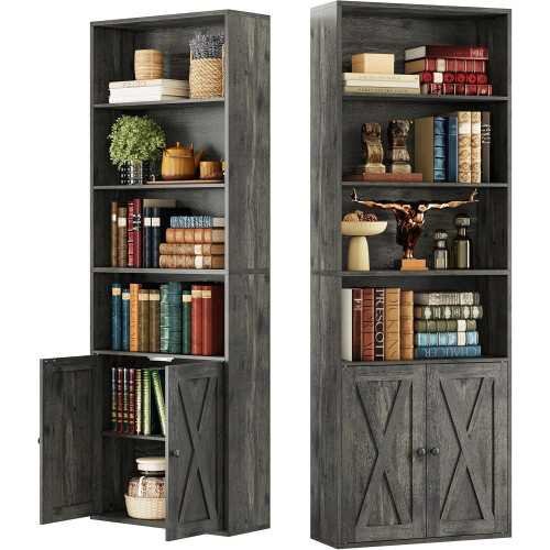 Set of Two Industrial Bookcases with Doors for Your Home or Office Space | TekChoice Electronics