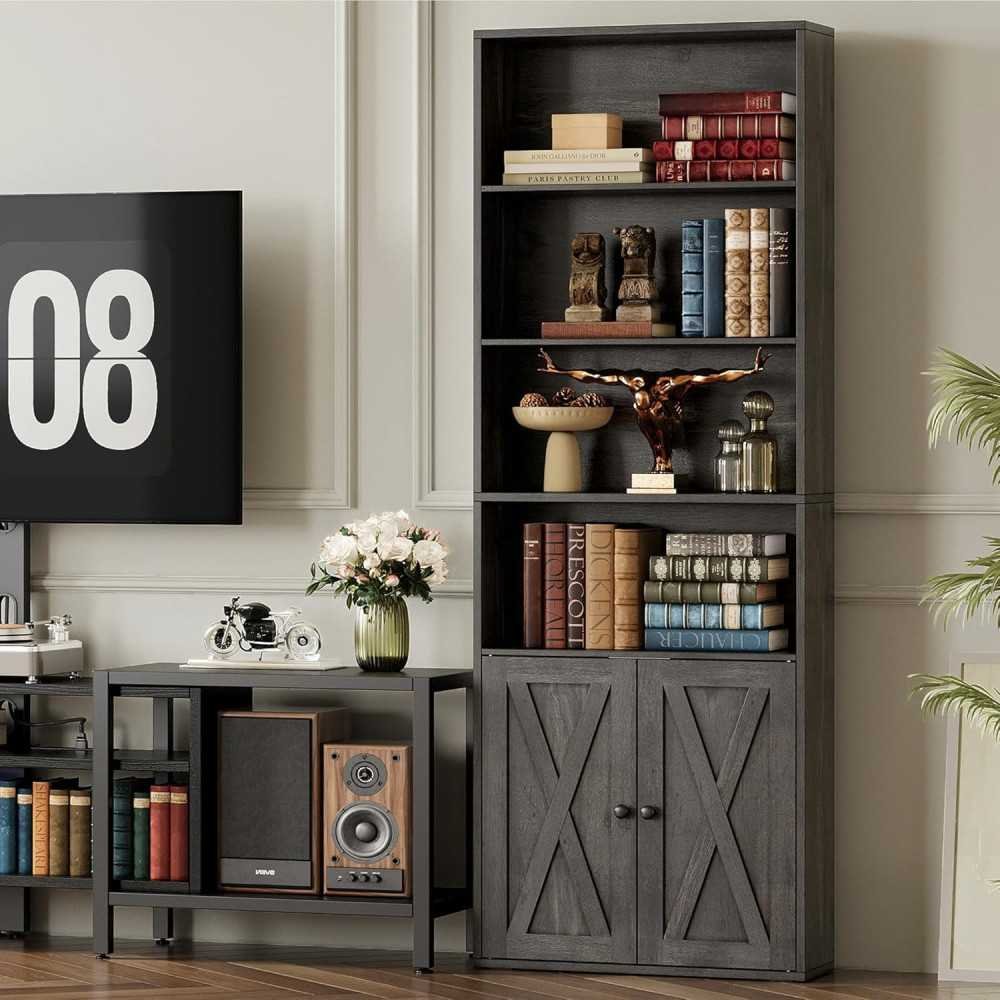 Set of Two Industrial Bookcases with Doors for Your Home or Office Space | TekChoice Electronics