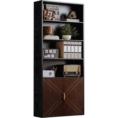 70 inch Tall Leather-Clad Bookshelf for Home Office and Living Room | TekChoice Electronics