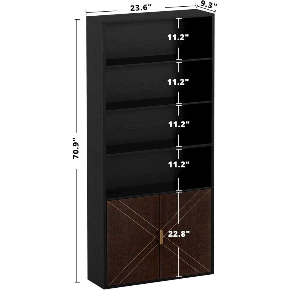 70 inch Tall Leather-Clad Bookshelf for Home Office and Living Room | TekChoice Electronics