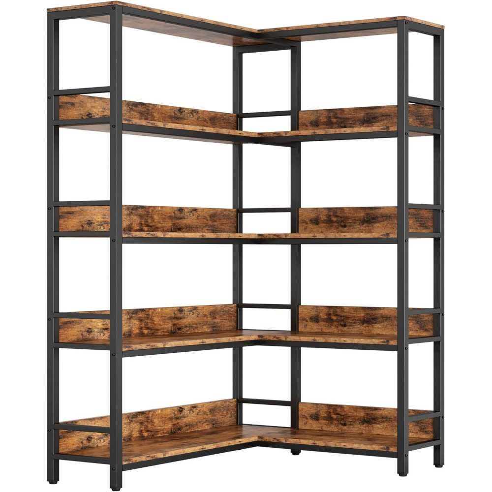 Industrial 5-Tier Corner Bookshelves for Home and Office | TekChoice Electronics