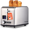 Peach Street Slice Toaster w/ Digital Countdown, Wide Slots, Auto-Pop Stainless Steel