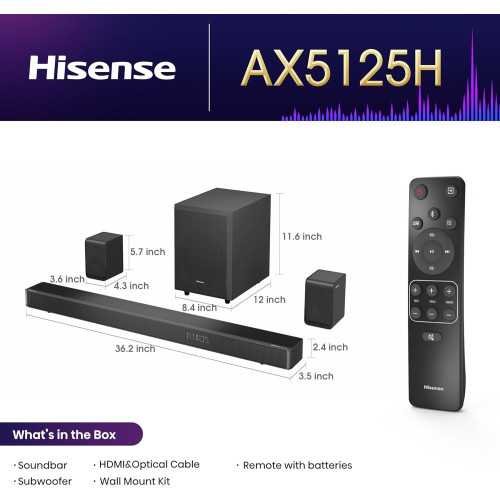 AX5125H 5.1.2Ch Sound Bar w/ Wireless Subwoofer and Dolby Atmos Technology | TekChoice Electronics