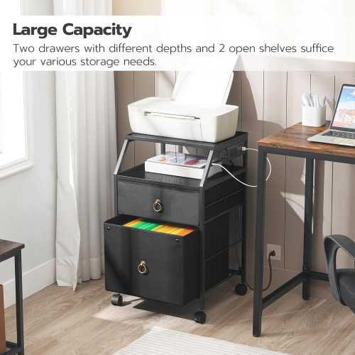 2 Drawer Filing Cabinet with Printer Stand & Charging Station for Home Office | TekChoice Electronics