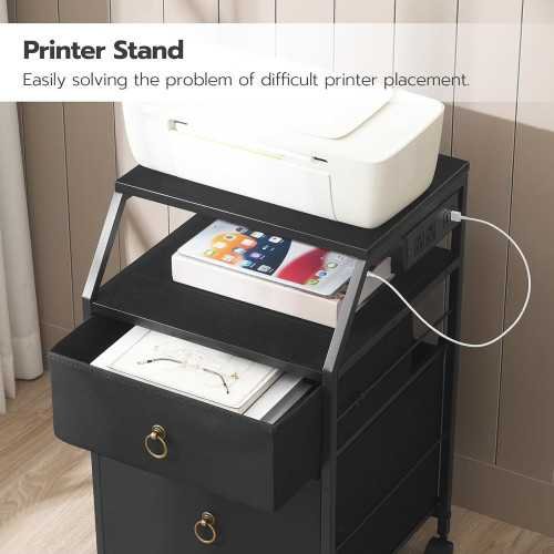 2 Drawer Filing Cabinet with Printer Stand & Charging Station for Home Office | TekChoice Electronics