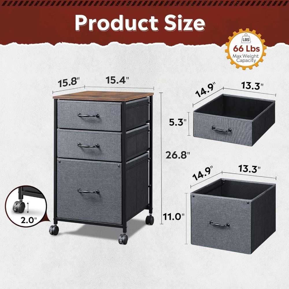 Rolling Printer Stand with 3 Drawers for Home Office | TekChoice Electronics