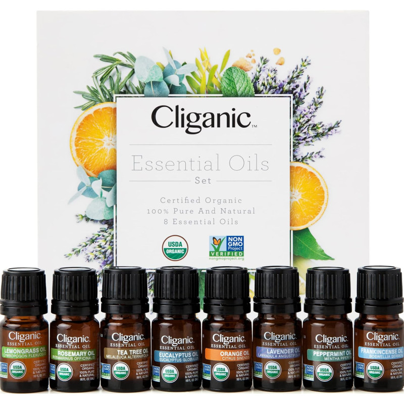 Cliganic Organic Essential Oils Set - For Diffusers