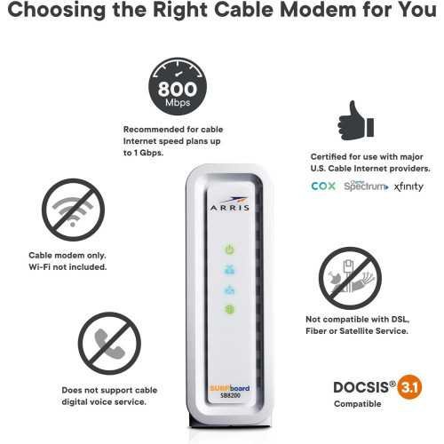 SB8200 Gigabit WiFi Modem For Lightning-Fast Streaming and Downloads | TekChoice Electronics